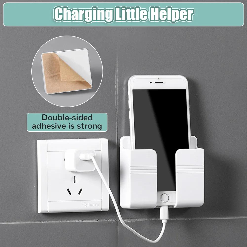 Настенный держатель для сотового телефона Подставка для зарядки сотового телефона Держатель-органайзер для пульта дистанционного управления Держатель-органайзер для крепления без отверстий