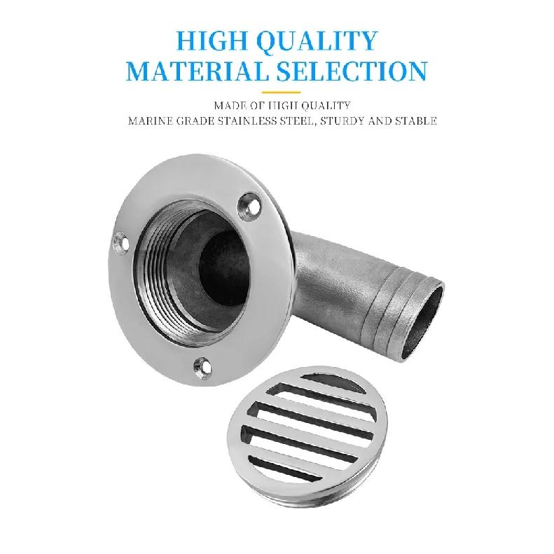 AndyMarine Stainless Steel Durable Deck Drain Cockpit Drain Scupper Plug Drainage Boat Accessories Marine Hardware