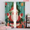 2pcs,2D Plane Printing Curtains&Window Treatment Santa Claus and Tree Polyester Easy Install (without Rod) Home Decor Perfect
