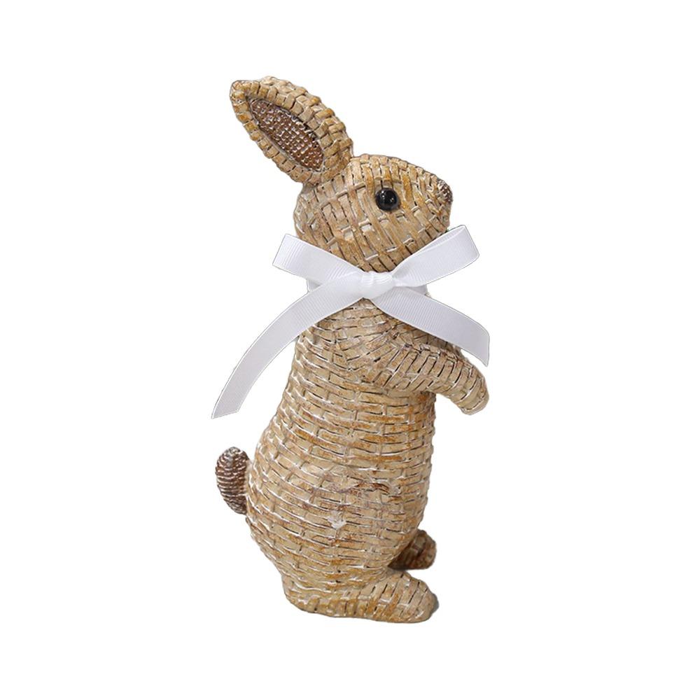 Resin Simulation Bunny Figurine Sitting Standing Position Happy Easter Rabbit Sculpture Handmade Realistic