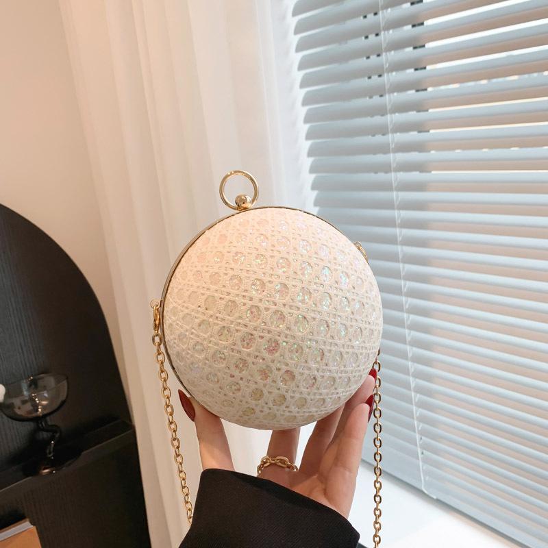 Dinner Personality Trend New 2025 European and American Fashion Diamond-encrusted Shoulder Bag Women's Messenger Chain Round Ball Small Round Bag