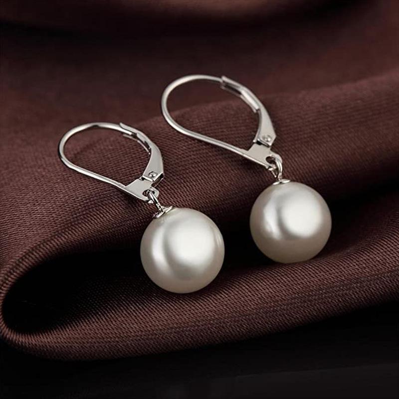 Серебро S925 Европейские и американские каффы с жемчугом-ракушкой - Простые, модные и элегантные французские серьги