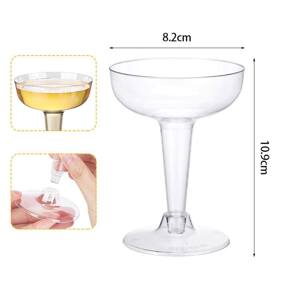10pcs Durable Plastic Champagne Flute Goblet Clear Margarita Glasses Red Wine Glass  Christmas Party