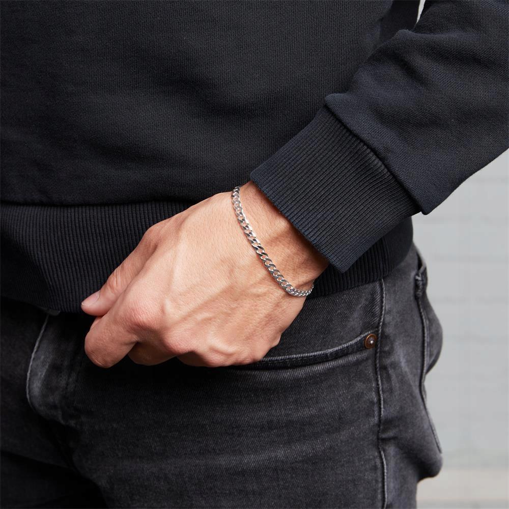 Silver Men' Bracelet 925 SILVER Cuirass 4.5mm Diamond + FREE