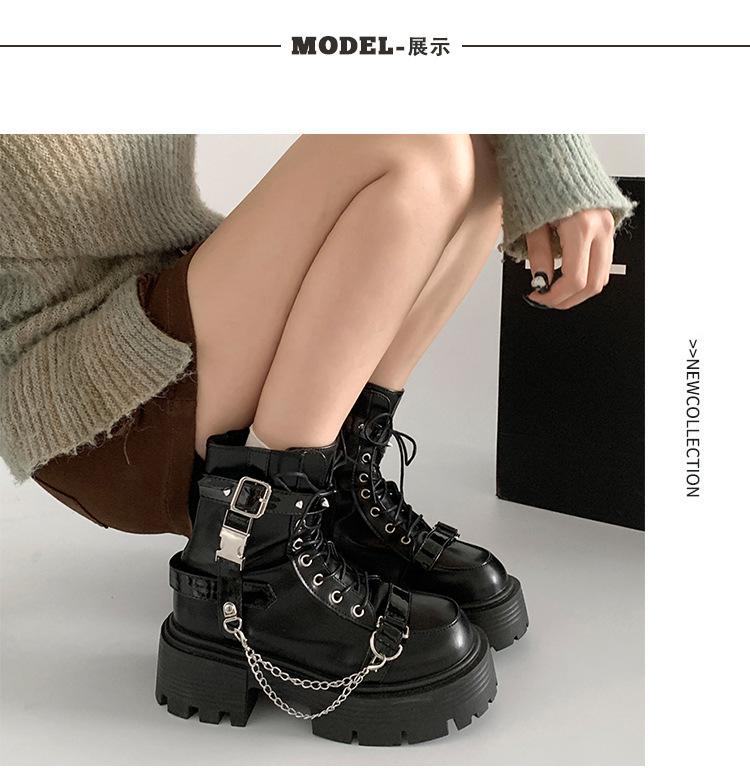 Ботинки Martin женские на платформе, черные, повседневные, с юбкой, на платформе, короткие, 2025 года, жареные, уличные, с юбкой