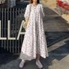 Women O-neck Half Sleeve Dress Summer Fashion Floral Print Casual Long Dress