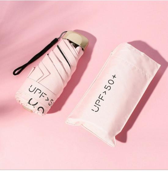 Плоский пятисложный женский зонт от солнца с защитой от УФ-лучей: Мини складной зонт двойного назначения.