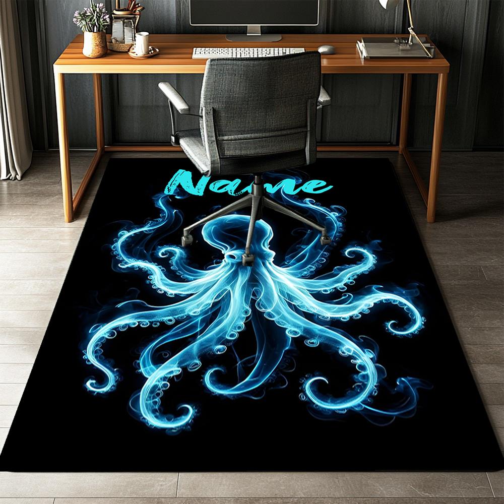 Custom Name Octopus Printed Carpet,Rug for Office Chair Living Room Bedroom Kitchen Room Decor Gifts.