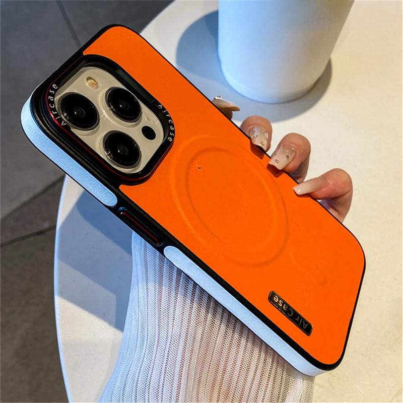 Роскошный однотонный кожаный чехол для беспроводной зарядки Magsafe для iPhone 16 15 14 13 12 Pro Max, магнитный матовый противоударный чехол для телефона