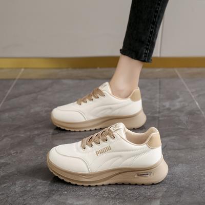 CRLAYDK Модные женские легкие кроссовки на кожаной платформе со шнуровкой, удобные повседневные прогулочные спортивные теннисные туфли для женщин