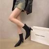 Fashion Back Zip White Ankle Boots Winter Shoes For Women Boots-Women Zipper Low Sexy 2025 Ladies High Heel Pointy Rock Autumn Pointed T