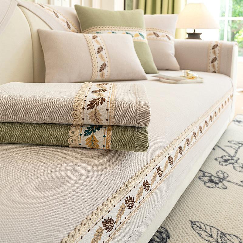 Fashionable And Simple Chenille Sofa Cushion Non-slip Solid Color Light Luxury Embroidered Cushion Sofa Cover Cloth Sofa Cover