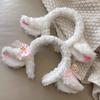 Hair Hoop Sheep Ear Design Plush Headband Bowknot Bell Decor White Hairband Makeup Washing