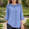ZANZEA Women Summer Patchwork Round Neck Casual 3/4 Sleeve Loose Blouse