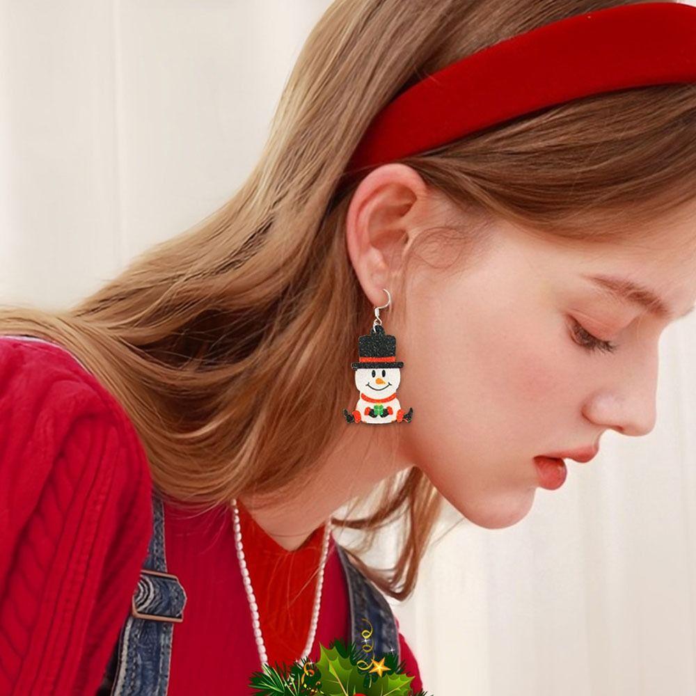 1Pair Handmade Sew Santa Claus Earrings Christmas Tree Xmas Eardrop Christmas Earring Party