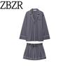 Zbzr Spring New Women Clothes Trim Poplin Lapel Long Sleeve Shirts Shorts Set 5063116 1255535