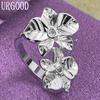 925 Sterling Silver Flower Ring Fashion Wedding Jewelry