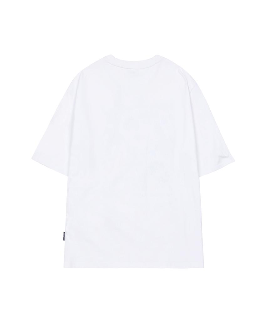 ODDSTUDIO Kitsch Stamp Pintuck Oversized T-Shirt - White