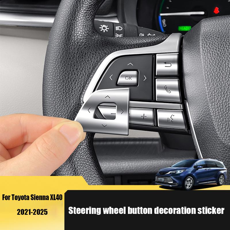 for Toyota Sienna XL40    2024 2025 Aluminum alloy material for decorative stickers on steering wheel buttons