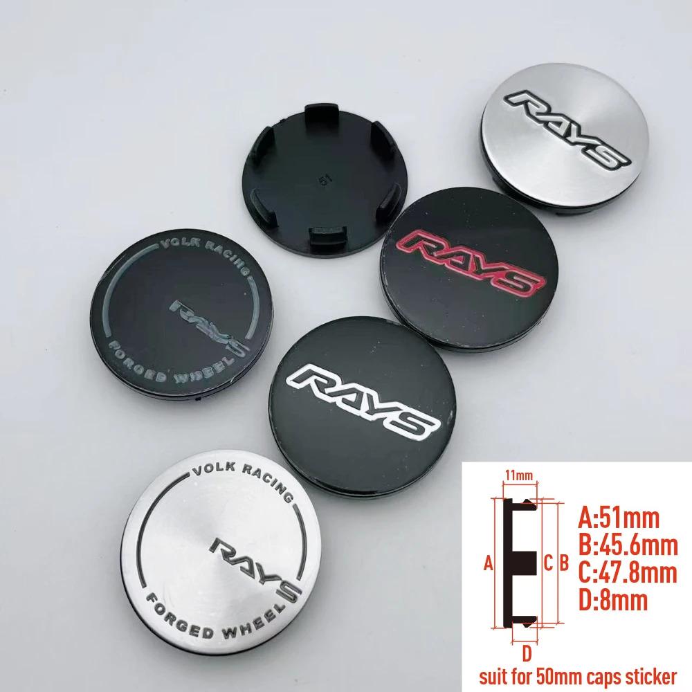 4pcs 51mm 46mm Rays Logo Emblem Car Wheel Center Caps Wheel Hub Centre Dust Cover Rim Hubcap Replace Car Styling Accessories