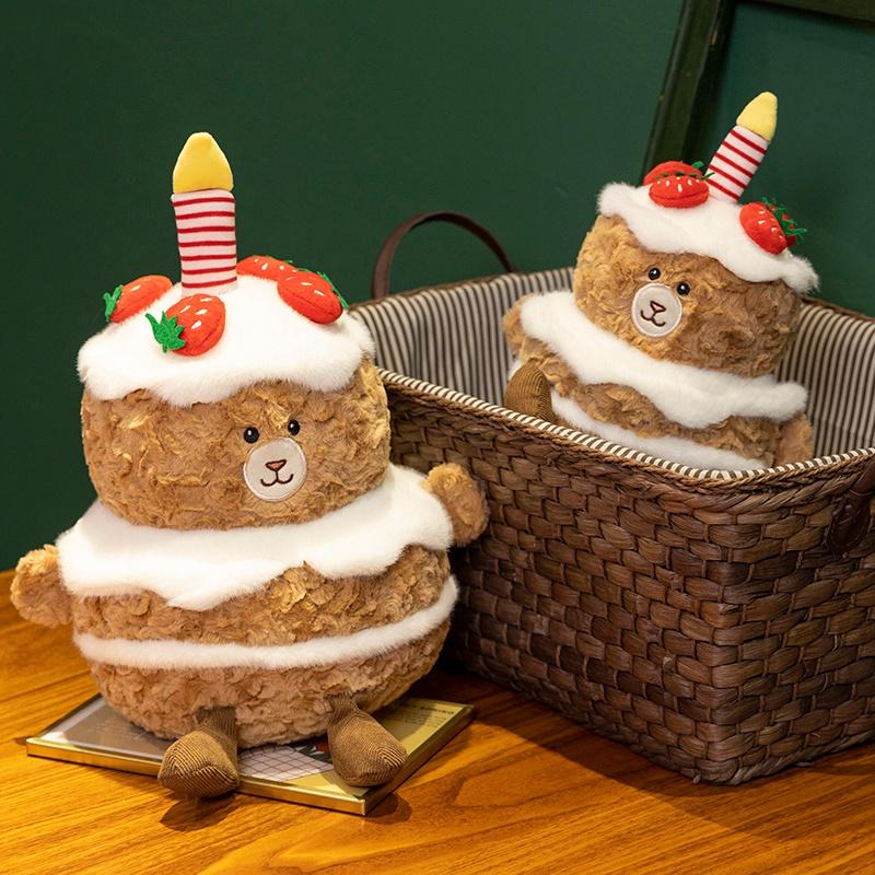 Cute Strawberry Cake Bear Modeling Plush Doll Kawaii Stuffed Animal Home Decor Birthday Gifts