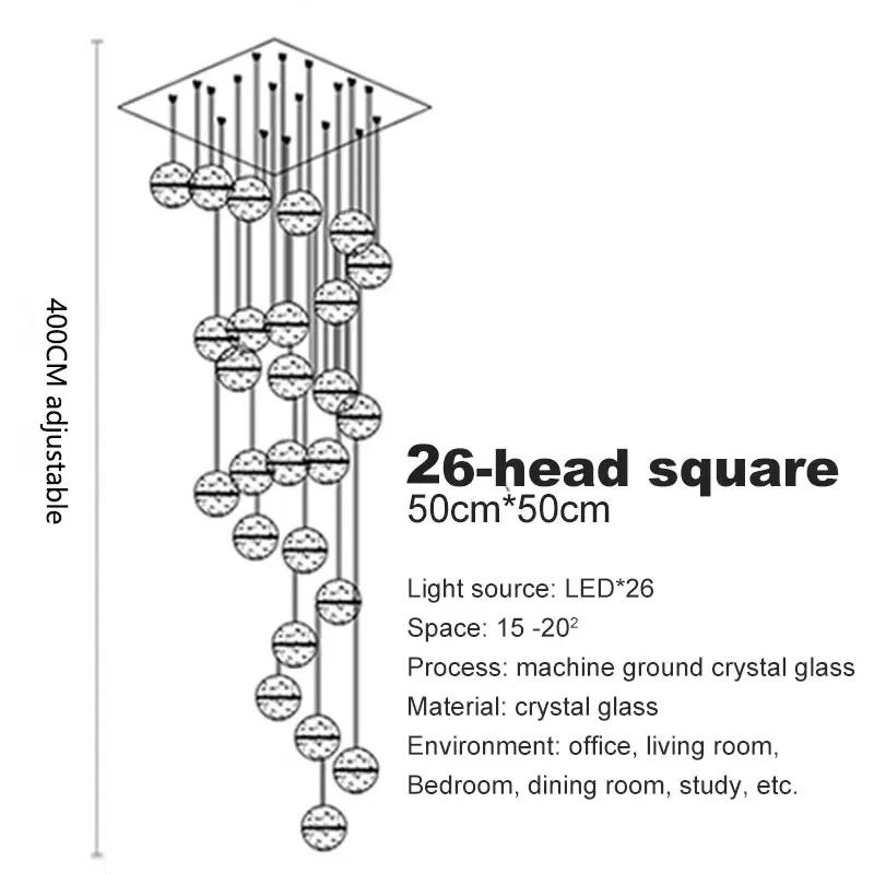 Современная минималистская люстра для гостиной, хрустальный шар, внутреннее освещение, винтовая лестница, светодиодная люстра для спальни, ресторана
