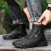 Новые модные мужские ботильоны ручной работы, высокие повседневные туфли, классические мужские ботинки для ходьбы, универсальные удобные ботинки для мотокросса