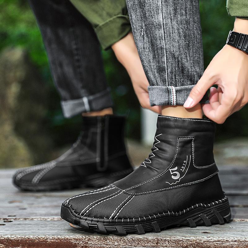 Новые модные мужские ботильоны ручной работы, высокие повседневные туфли, классические мужские ботинки для ходьбы, универсальные удобные ботинки для мотокросса