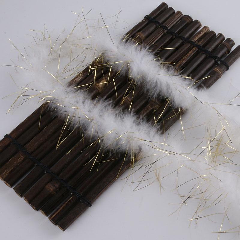 Цветные полоски перьев: Бархатные и золотые перья индейки для рождественского декора и подарков