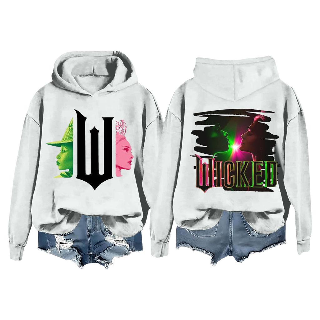 Женская модная повседневная кофта с длинными рукавами и принтом ведьмы с капюшоном