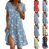 Платье в стиле бохо с коротким рукавом для женщин, повседневное, свободного кроя, летнее, сарафан с цветочным принтом и карманами