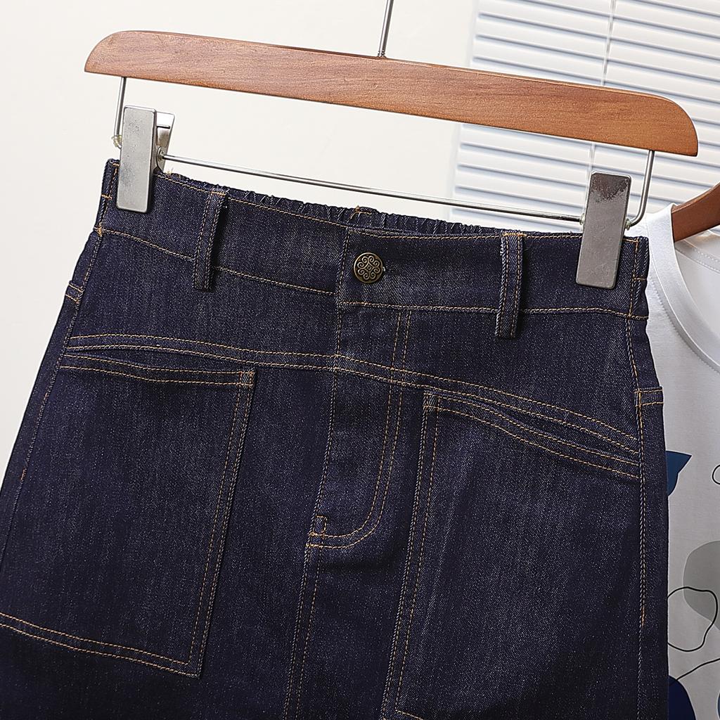 DIMANAF 2025 Летние джинсовые юбки больших размеров для женщин, эластичные, с высокой талией, повседневная мода, А-силуэт, джинсовая юбка, тонкая