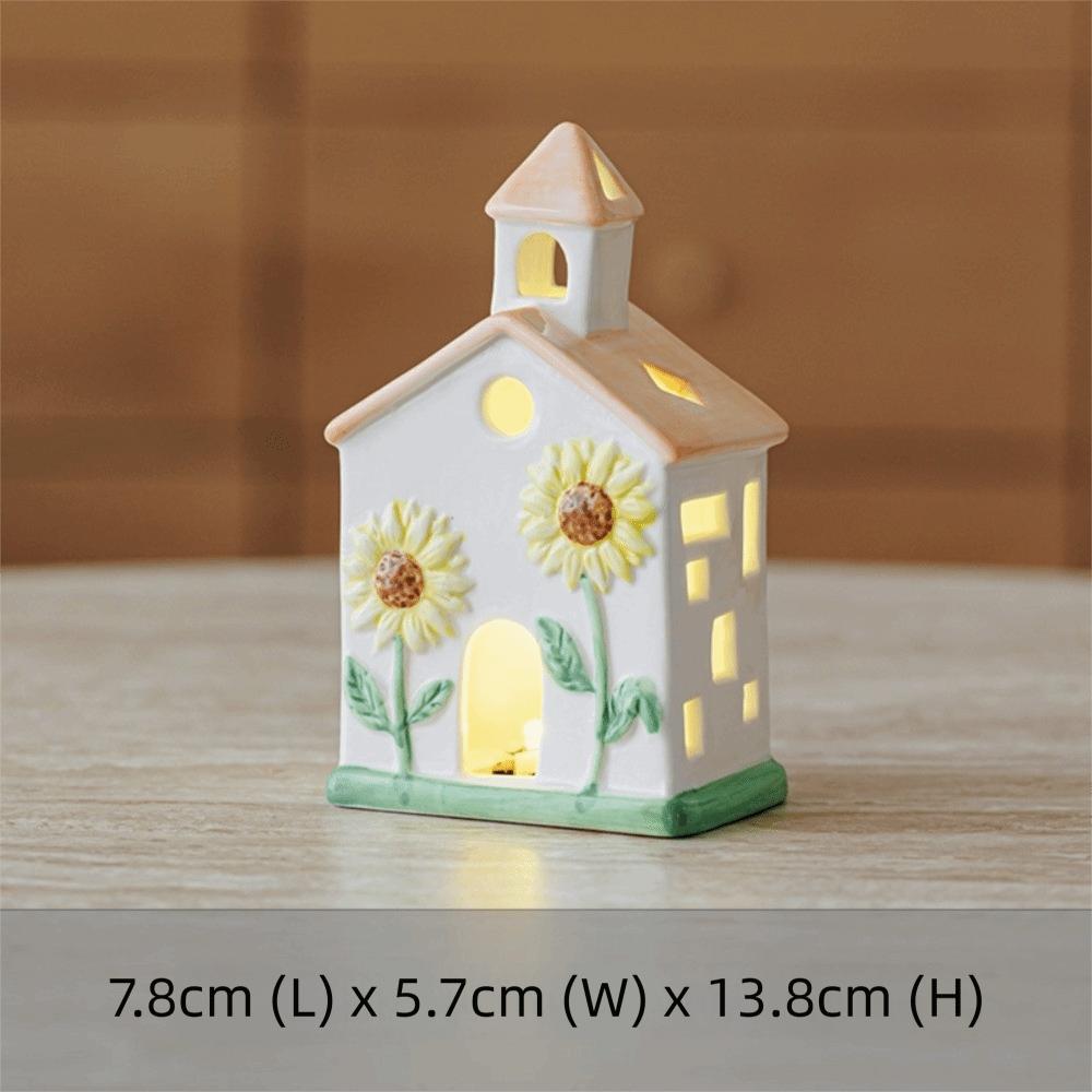 Warm Glow Village House Lamp LED Ceramic Desktop Ornament Cozy Christmas Night Light Home Desktop