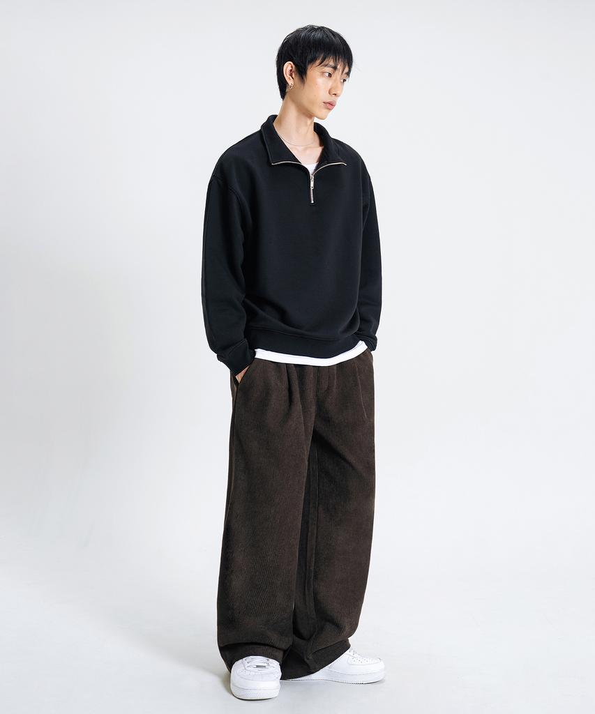 LEMAIN Вторые Широкие Эластичные Брюки из Вельвета с Одной Стрелкой [Коричневый]