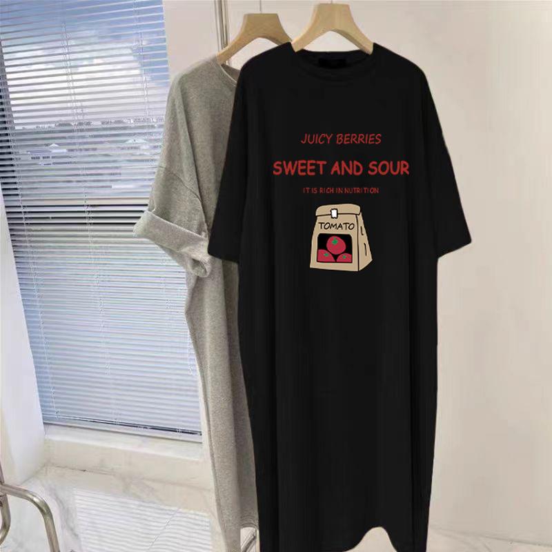 Новый летний топ для беременных, модный, из чистого хлопка, корейская версия, свободная футболка с короткими рукавами, юбка, платье средней и длинной длины