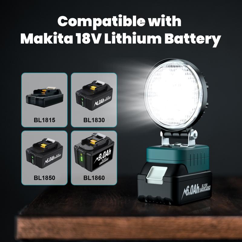 Для аккумулятора Makita BL1830 18V Рабочий фонарь Светодиодный фонарик Для инструмента Dewalt DCB200 Лампа Прожекторы