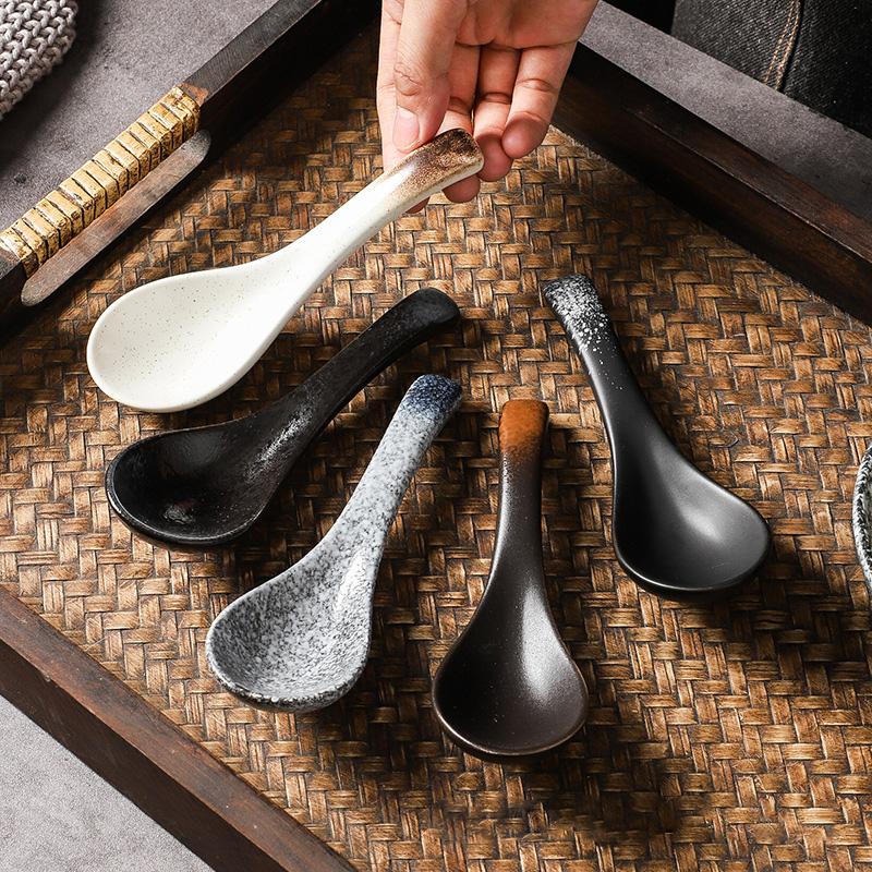 13cm Japanese Retro Ceramic Soup Spoon Eating Spoon Kitchen Utensils Teaspoon Tableware Kitchen Cooking Utensils Tools4
