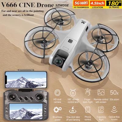 Новый дрон V666 4K Professional HD Широкоугольная камера 180° WiFi FPV RC Дрон Удержание высоты Вертолет 4,5-дюймовый большой экран Квадрокоптер Игрушка