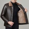 Куртка из натуральной кожи, мужская куртка с бархатом и утолщенным мехом, универсальная одежда для пап среднего и пожилого возраста, свободная и повседневная