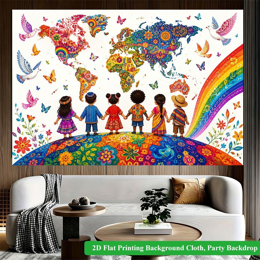 2D Flat Backdrop1pc Cultural Colorful Backdrop Banner Polyester Wall Decor For Living Room Bedroom Office Outdoor Decor Holiday Gift