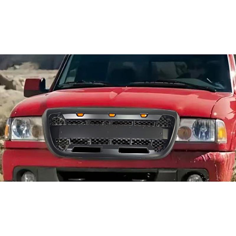 Для Ford Ranger 2004-2011 Гоночный стиль С 3/шт. Светодиодной подсветкой Автомобильная передняя решетка Высококачественные ABS Гоночные решетки Черные