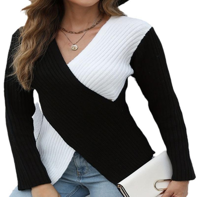 Женский свитер-перекресток с асимметричным узором осень-зима