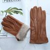 Leather Deerskin Gloves Men's Fashion Outer Seam Motorcycle Cycling Autumn and Winter Velvet Lining Warm Wool Lining Driver