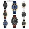Stylish Men's Watch With Night Light And Calendar Quartz Pointer Display Leather Strap 98001 Belt Style)