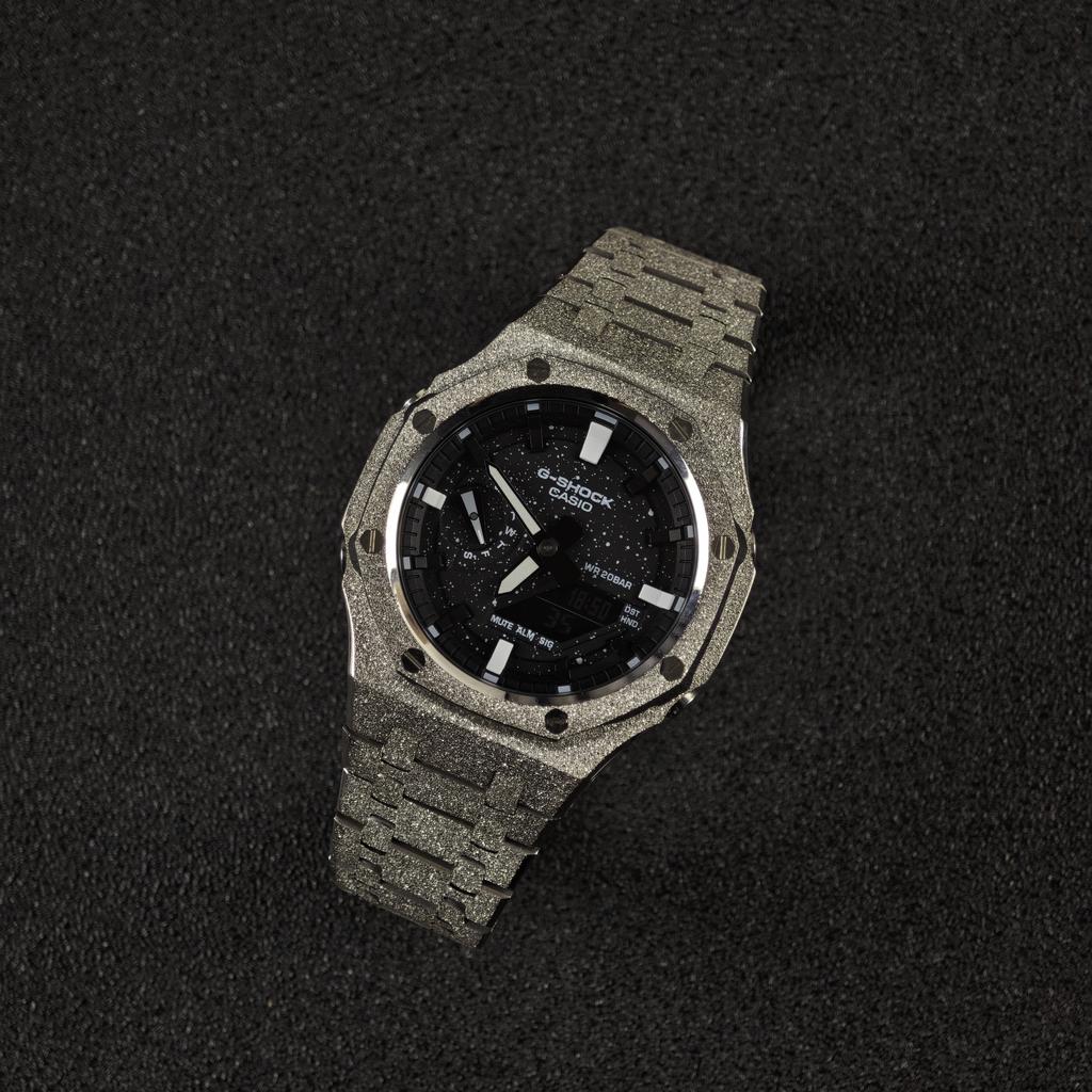 Casio Специальная коллекция GA2100 Кварцевый механизм Стальной ремешок Часы Унисекс Черный циферблат GA-2100SKE-7A(Часы1--)