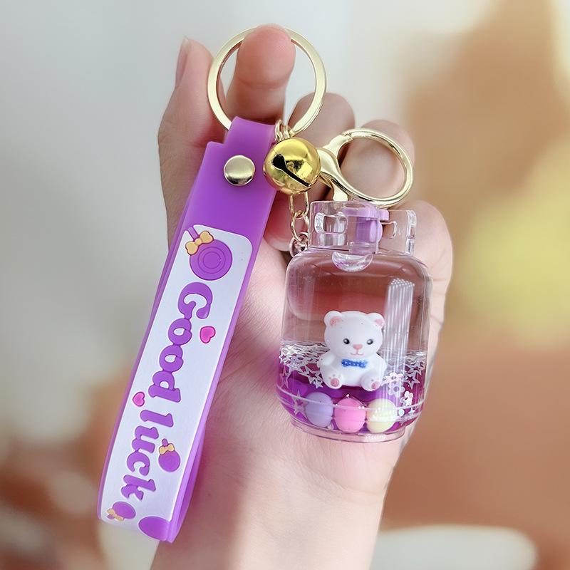 Очаровательный брелок «Мишка с жемчугом»: Жидкий зыбучий песок Кристальная подвеска Кукла - Идеальный маленький подарок