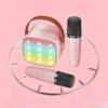 Portable Karaoke Kit - SHOP-STORY - KARAOKIT_RO - 2 Wireless Microphones - LED - Pink