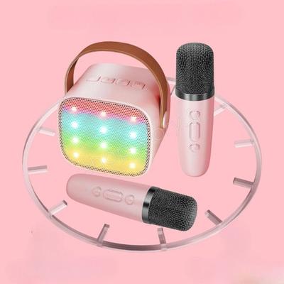 Портативный караоке-набор - SHOP-STORY - KARAOKIT_RO - 2 беспроводных микрофона - LED - Розовый