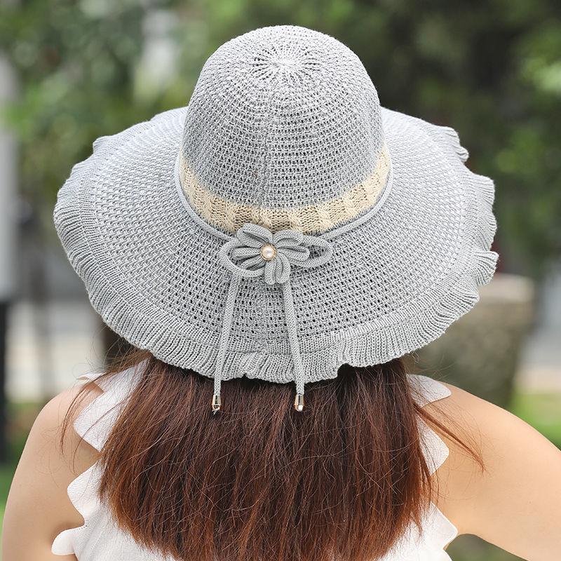 Cotton and Linen Foldable Hat for Women Summer Sun Shading and Sun Protection Hat Women's Large Eave Beach Cooling Hat Basin Hat
