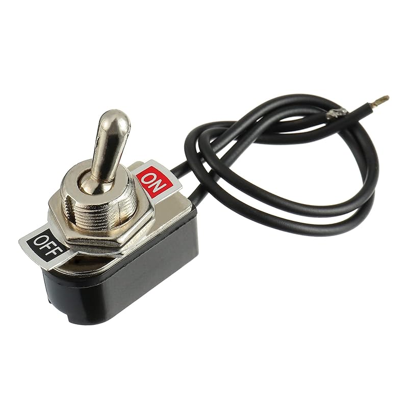 Heavy Duty Toggle Switch SPST 2 Pin ON/Off Rocker Toggle Switch 6A/125V 3A/250V for Car Truck Boat Marine Black Shell(1PCS)